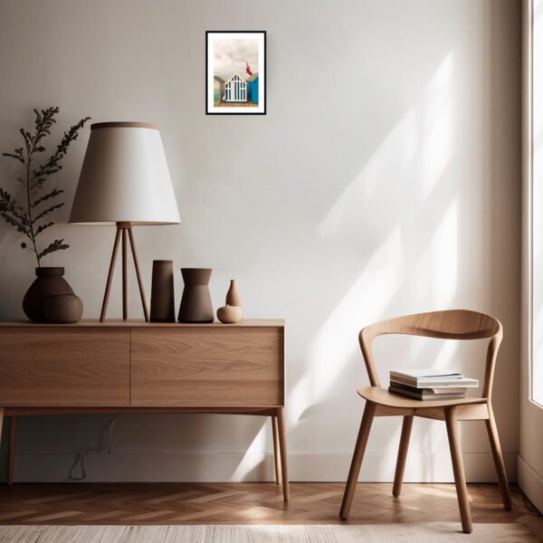 British Seaside, Blue and White Stripes Beach Hut Print - Image 8
