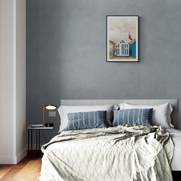 British Seaside, Blue and White Stripes Beach Hut Print - Image 4