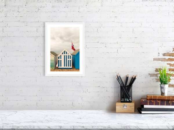 British Seaside, Blue and White Stripes Beach Hut Print - Image 7