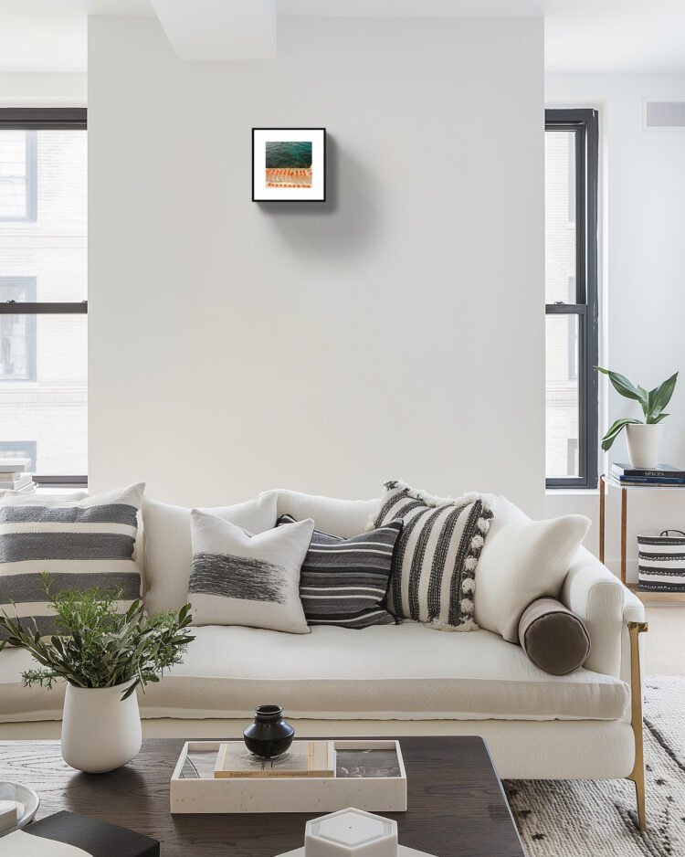 Coastal Wall Art Print - Marseille Orange Deck Chair - Square Mediterranean Decor 8x8 inches