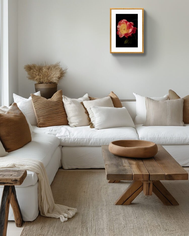 Coral Peony Archival Art Print – Vibrant Floral Wall Art 12x18 inches