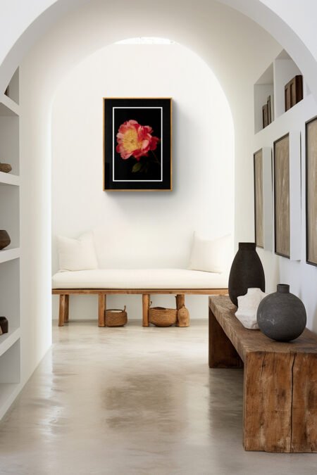 Coral Peony Archival Art Print – Vibrant Floral Wall Art 24x36 inches