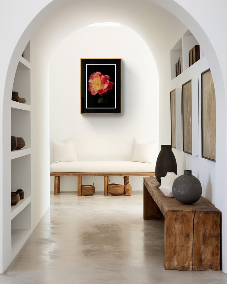 Coral Peony Archival Art Print – Vibrant Floral Wall Art 24x36 inches