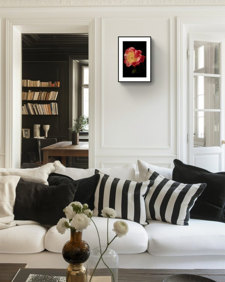 Coral Peony Archival Art Print – Vibrant Floral Wall Art 8x12 inches