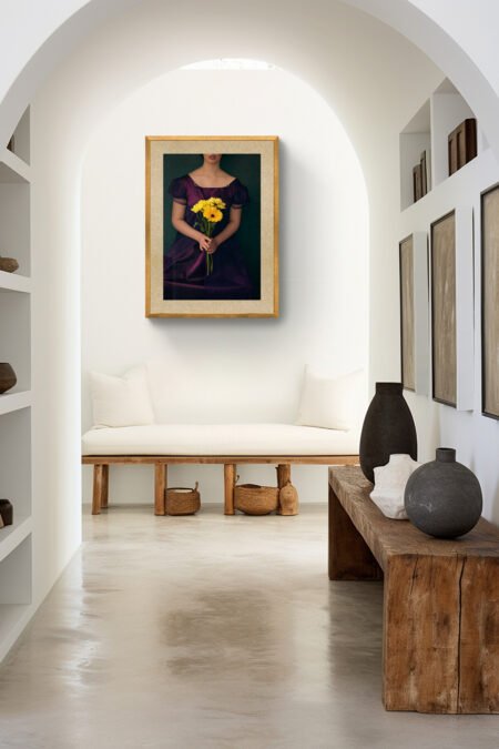 Fidingmyvoice45 Own a piece of art that captures the essence of empowerment and self-discovery with our open and limited edition 'Learning to Use My Voice' Fine Art Print. This stunning print, created by artist Rachel Vogeleisen, showcases a feminist abstract portrait set in the Jane Austen era.