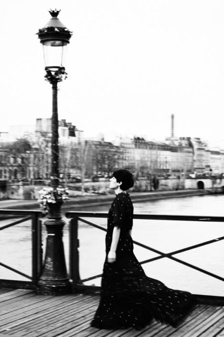 =Boho Wall Decor, Dancing in Paris Art Print, black and white