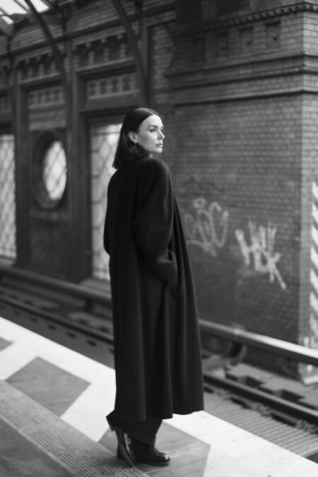 Black & White Berlin Photography - Film Portrait of Woman on Platform | Urban Fine Art Print" Rachel Vogeleisen Prints