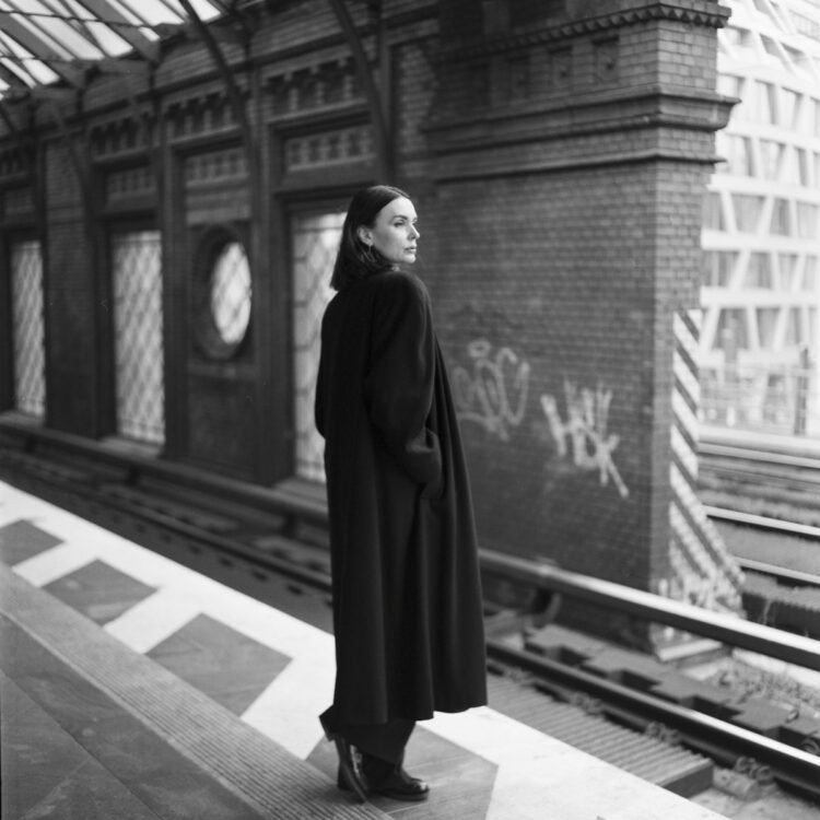 Black & White Berlin Photography - Film Portrait of Woman on Platform | Urban Fine Art Print" Rachel Vogeleisen Prints