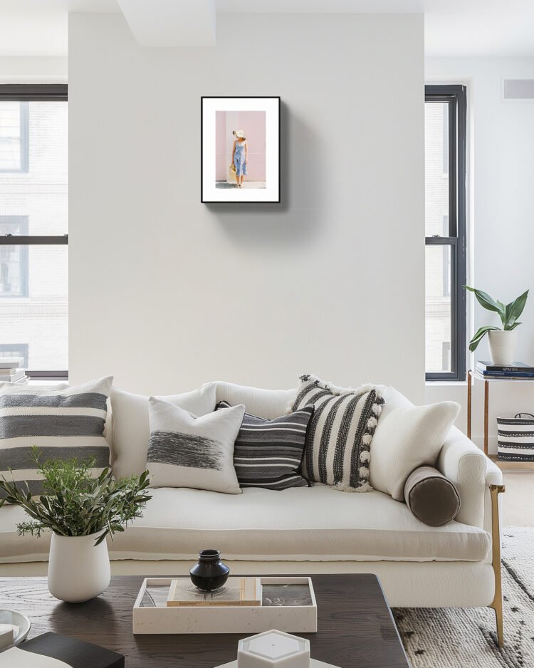 The London Girl is waiting in London Modern Boho Wall Art: Feminine Art Print 12x18 inches