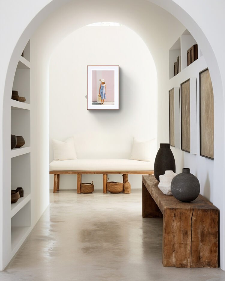 The London Girl is waiting in London Modern Boho Wall Art: Feminine Art Print 20x30 inches