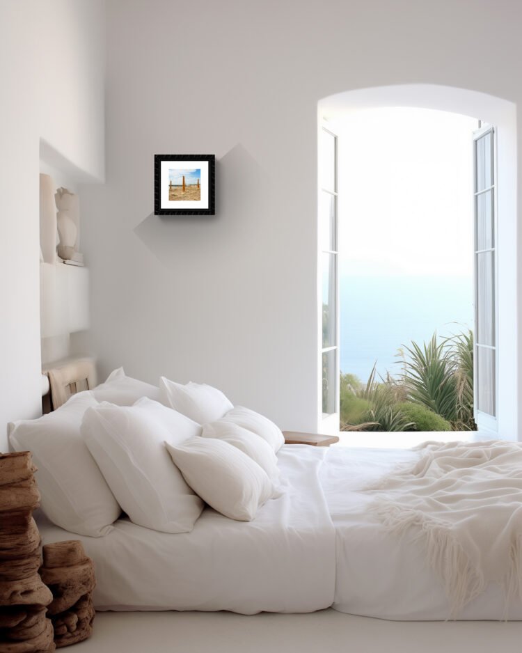 Beach Square Wall Art Venice Lido Yellow Umbrellas Art Print 8x8 inches