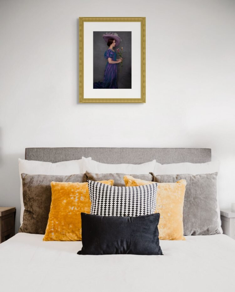 A Quiet Rebel with Lilies Fine Art Photography Print- Edwardian Portrait Wall Art 12x18 inches