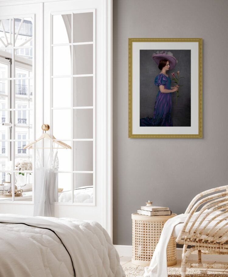 A Quiet Rebel with Lilies Fine Art Photography Print- Edwardian Portrait Wall Art 20x30 inches
