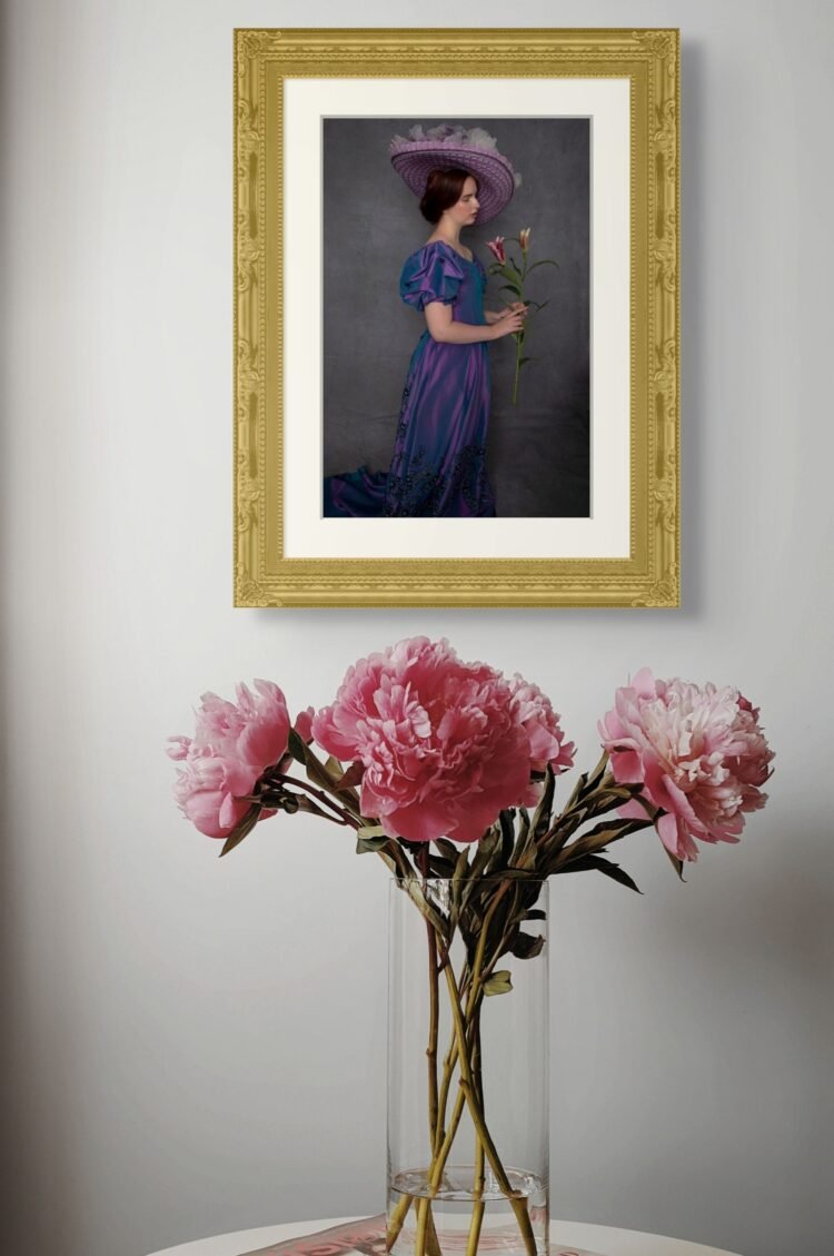 A Quiet Rebel with Lilies Fine Art Photography Print- Edwardian Portrait Wall Art 8x12 inches
