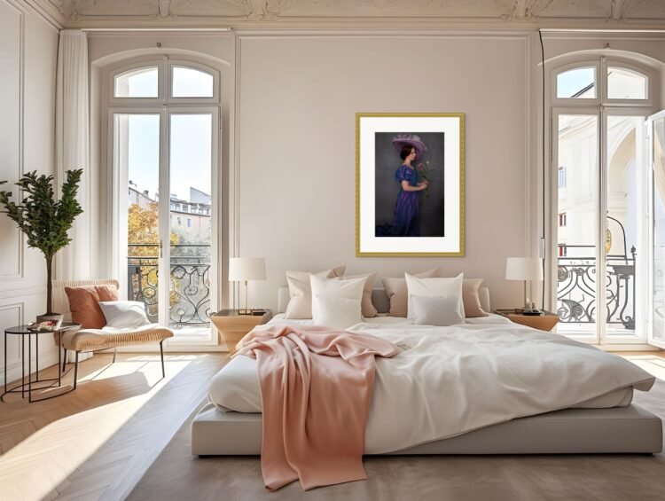 A Quiet Rebel with Lilies Fine Art Photography Print- Edwardian Portrait Wall Art 30x45 inches